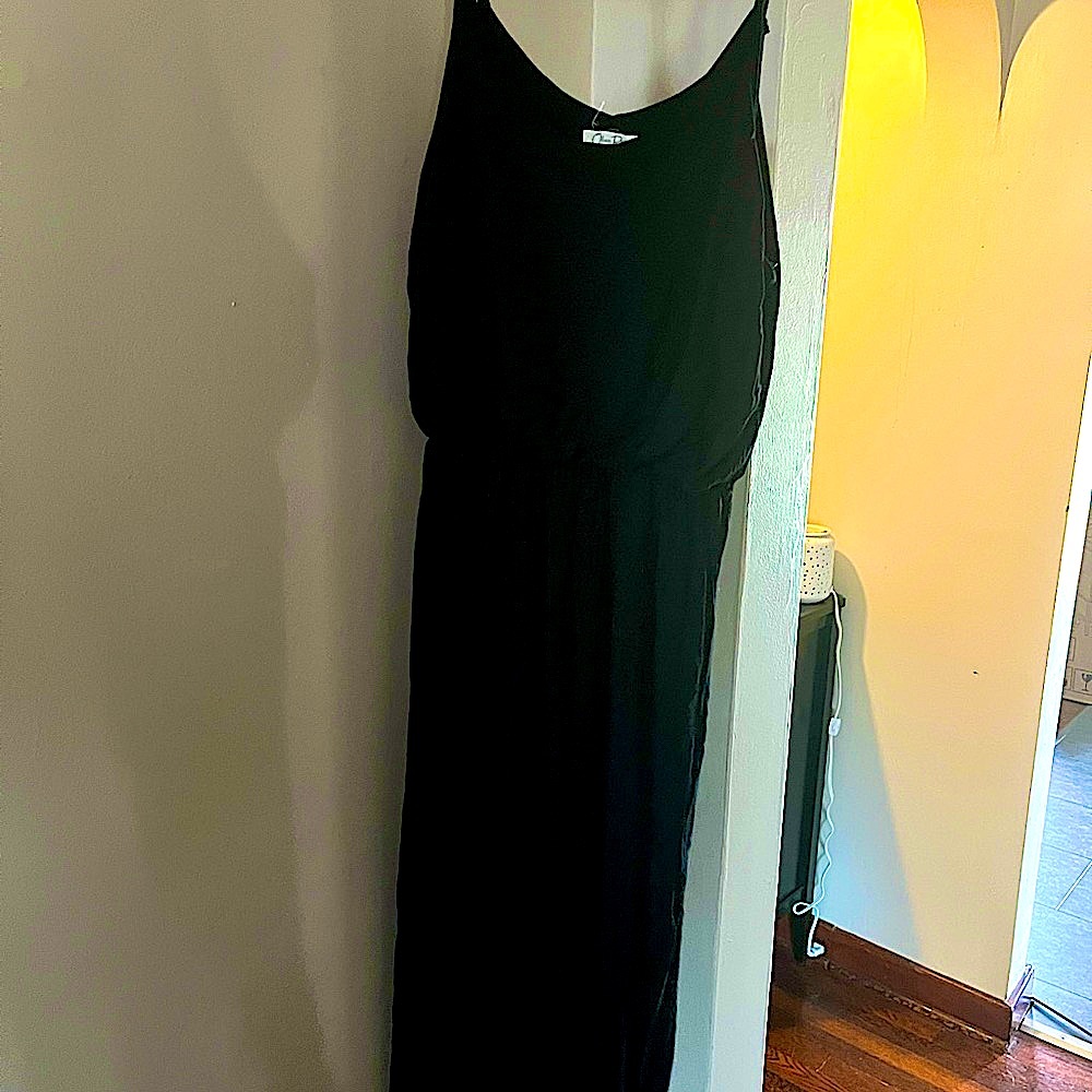 Black midi dress.